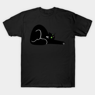 Stretching Black Cat Loaf T-Shirt